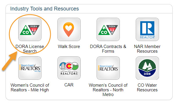 REcolorado CONNECT dashboard DORA License Search