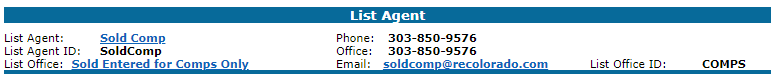 List Agent Sold Comp REcolorado listing details