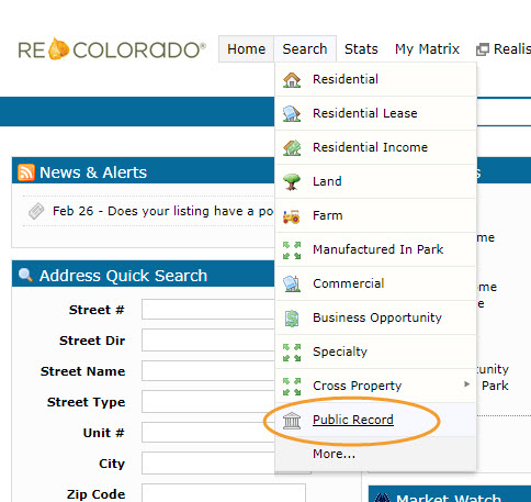 REcolorado Matrix Search Public Record