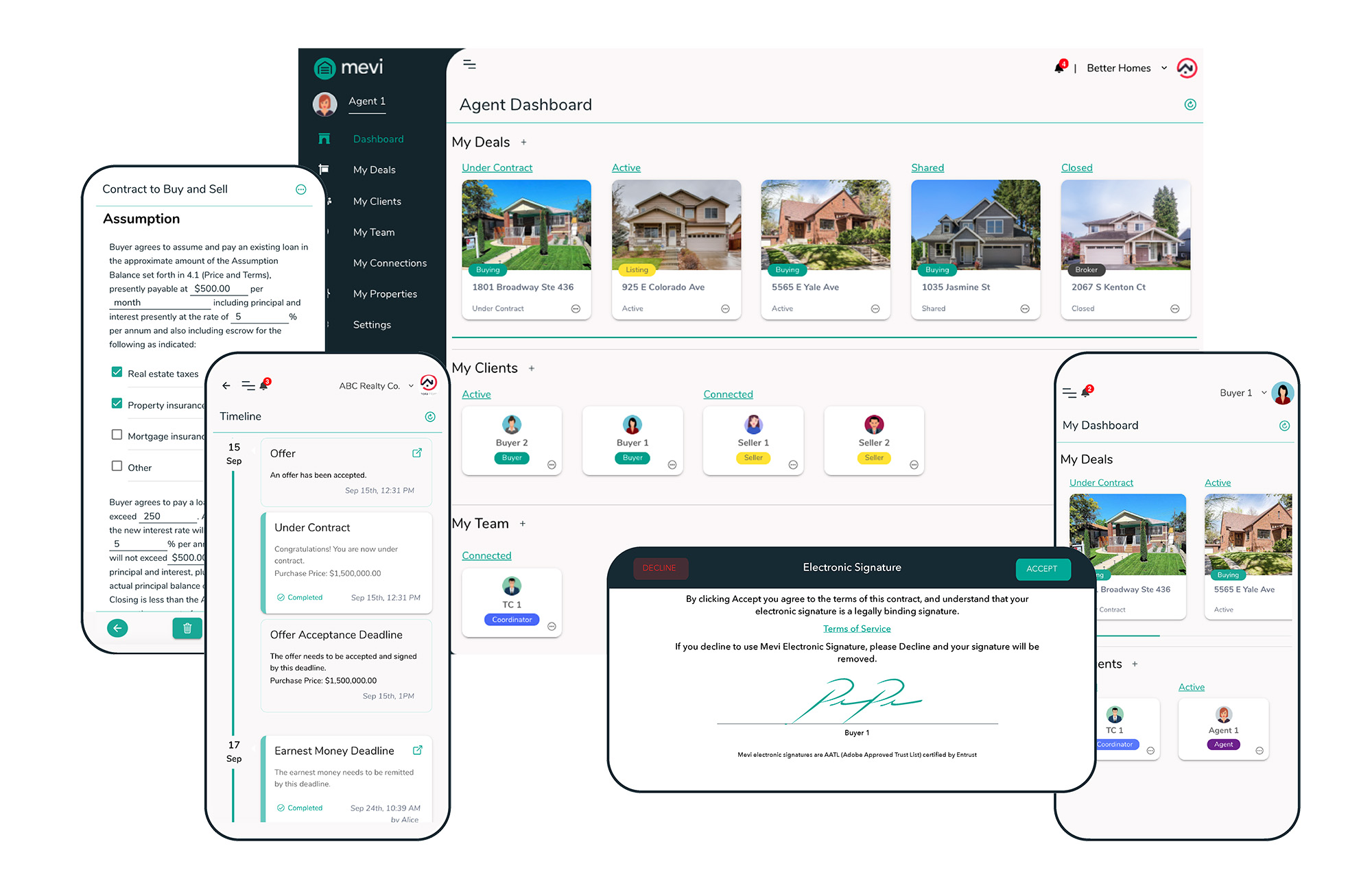Mevi Dashboard and App Screens