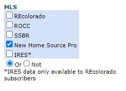 MLS New Home Source Pro search criteria